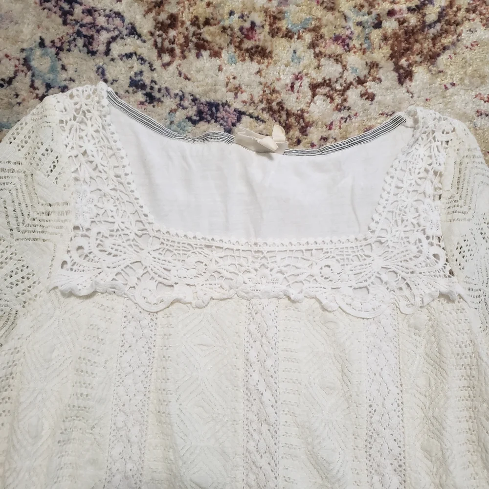 Anthropologie Meadow Rue Crochet Stretch Lace Blouse Top Size Medium
